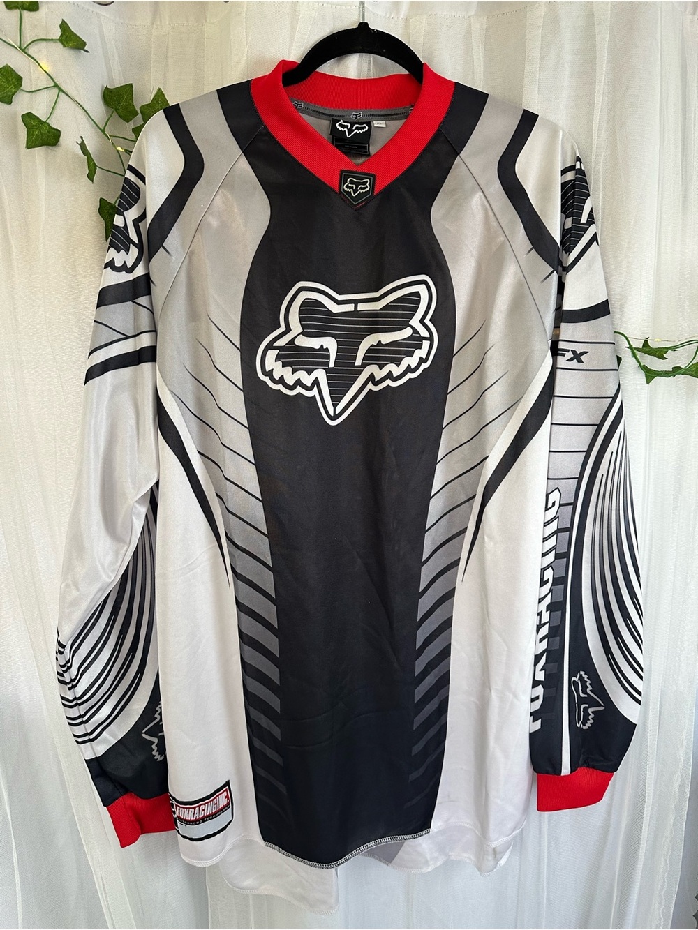 Fox Black White Gray Red Racing Jersey